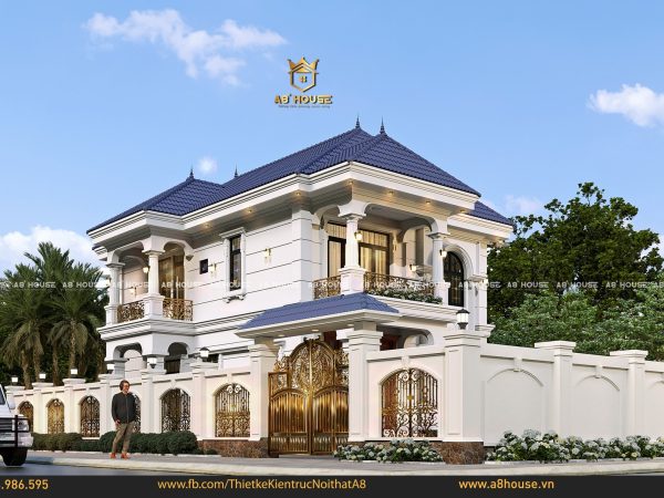 Mẫu Thiết Kế Biệt Thự Mái Nhật 2 Tầng